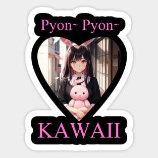 Bunny Pyon Pyon Kawaii Anime Girl Sticker